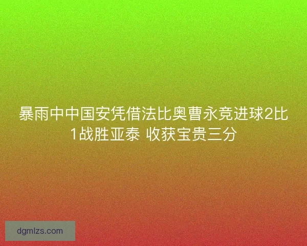 暴雨中中国安凭借法比奥曹永竞进球2比1战胜亚泰 收获宝贵三分