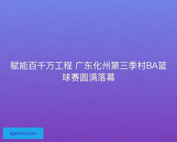 赋能百千万工程 广东化州第三季村BA篮球赛圆满落幕